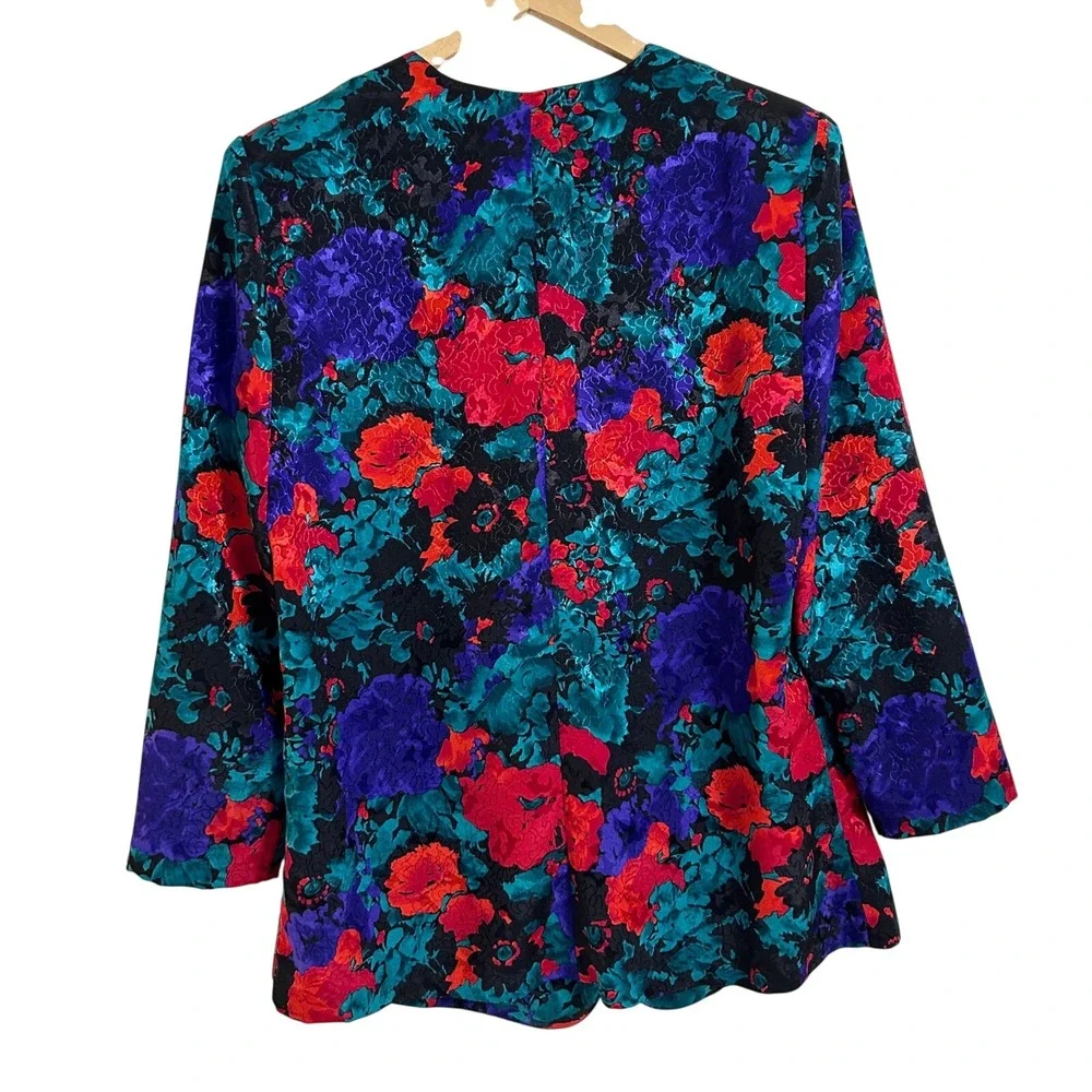 Vintage 80s Abstract Floral Blazer, Jewel‎ Tone Statement Jacket